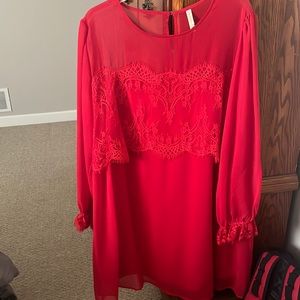 Red Dress with Lace Detail